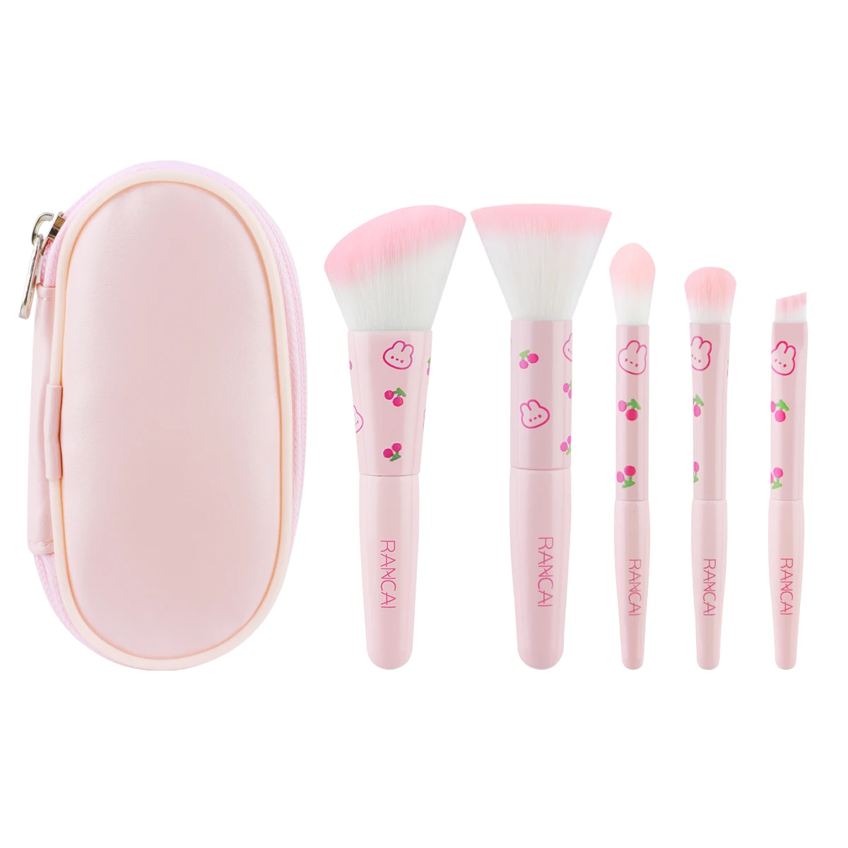 Compact 5-Piece Makeup Brush Set with Case