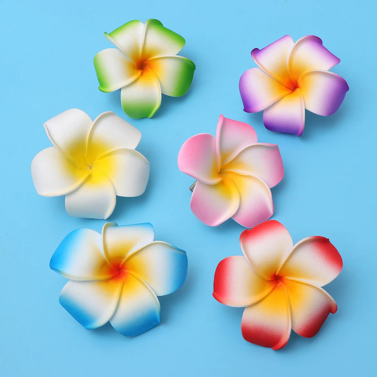 6 PCS Frangipane Hair Clip Clips Flowers Side Clamp Barrette Pin Plumeria Barrettes Accessories