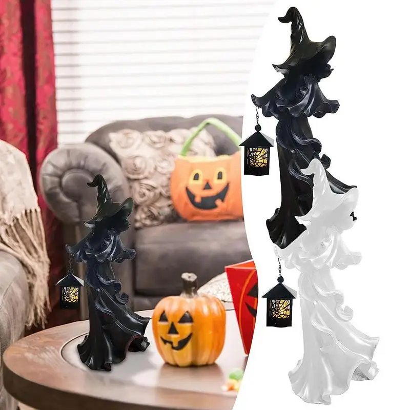 

Witch Lantern Statue Cracker Barrel Ghost Witch Messengers Scary Hell Messenger Lantern Decoration for Halloween Thanksgiving