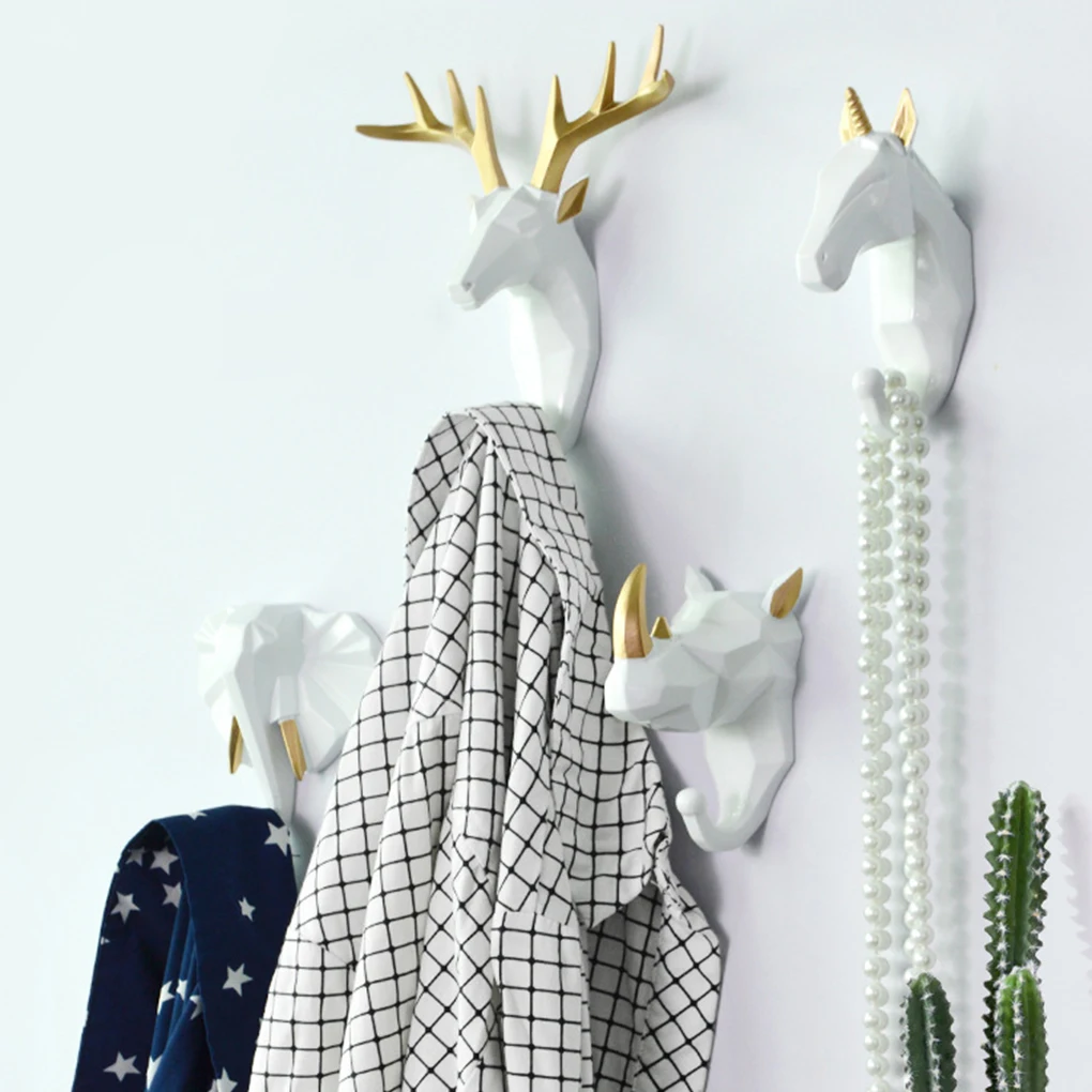 Unique And Functional Animal Head Coat Hook Home Resin Animal Head Key Hook Shape