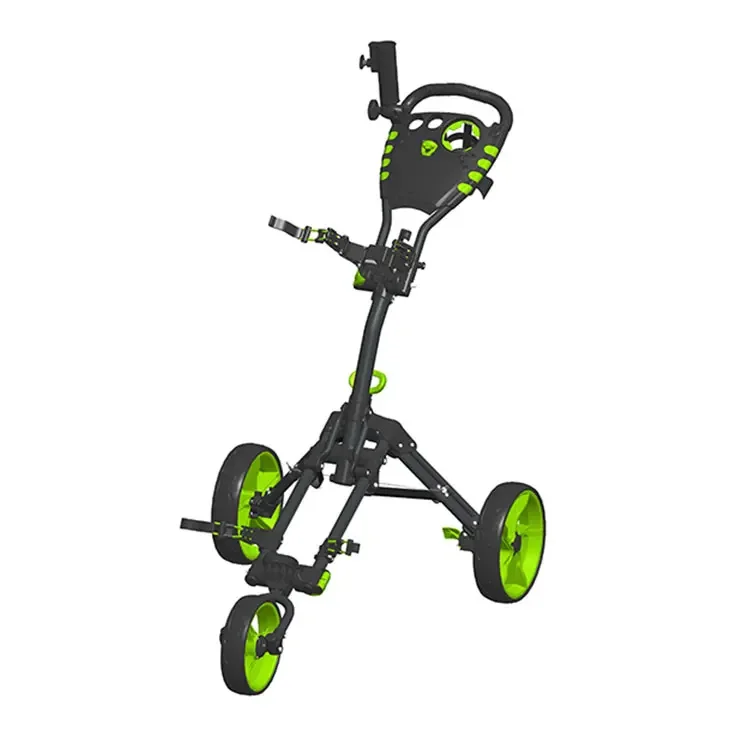 quick fold 3 wheels Standard Push Golf Trolley with umbrella holder