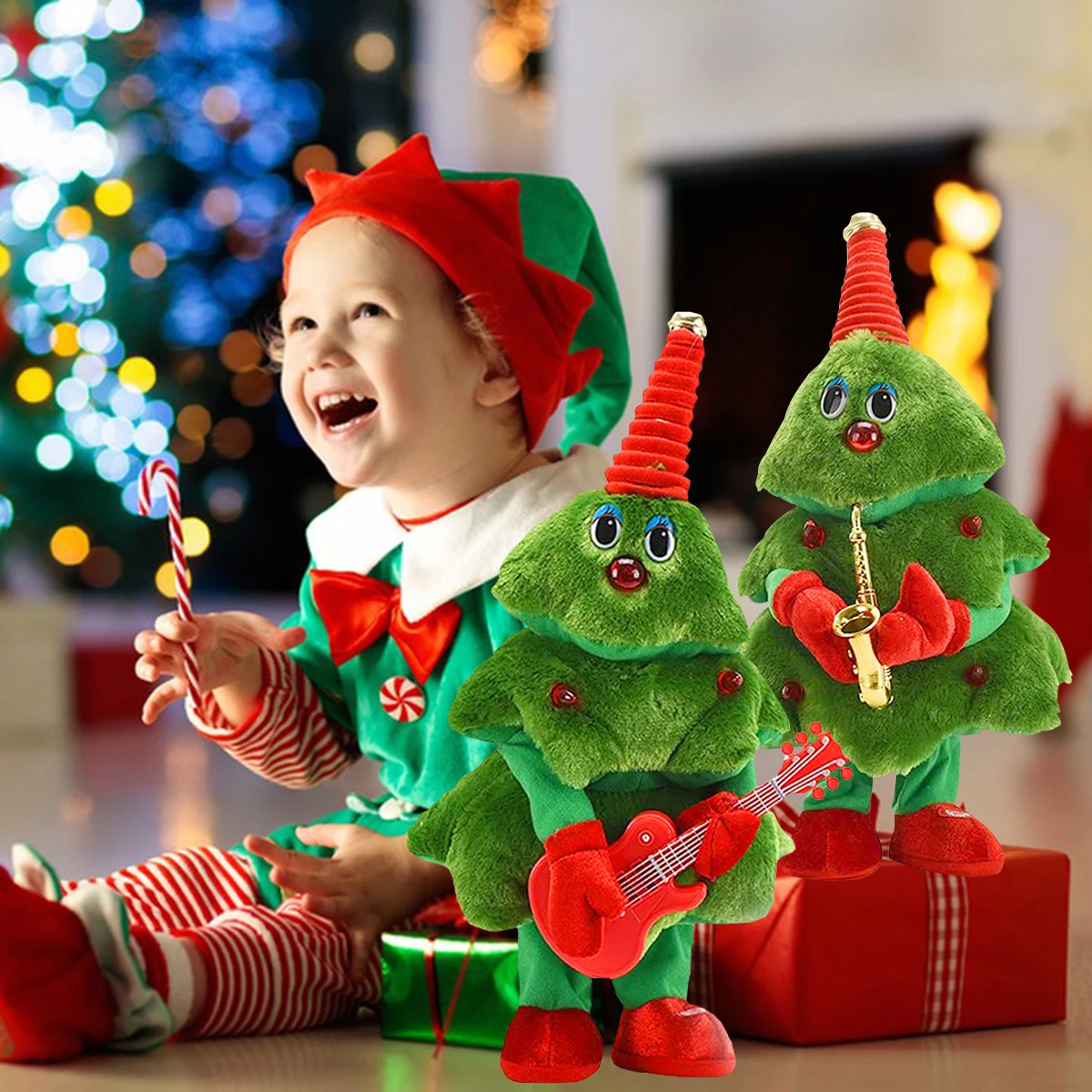 Christmas Tree Electric Plush Toys Funny Singing Dancing Music Xmas Tree Plush Doll Toys for Kids Girls Boys Navidad Noel Decor