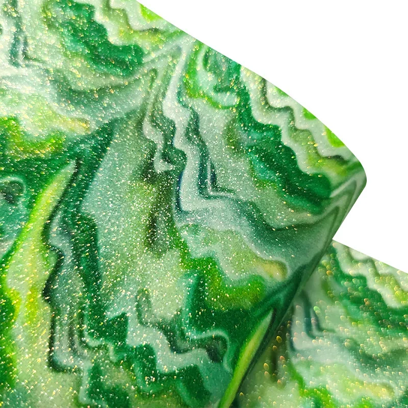 New Fine Texture Mixed Color Wave PU Leather Glitter DIY Materials for Decorative Bags Hair Bands And Clips