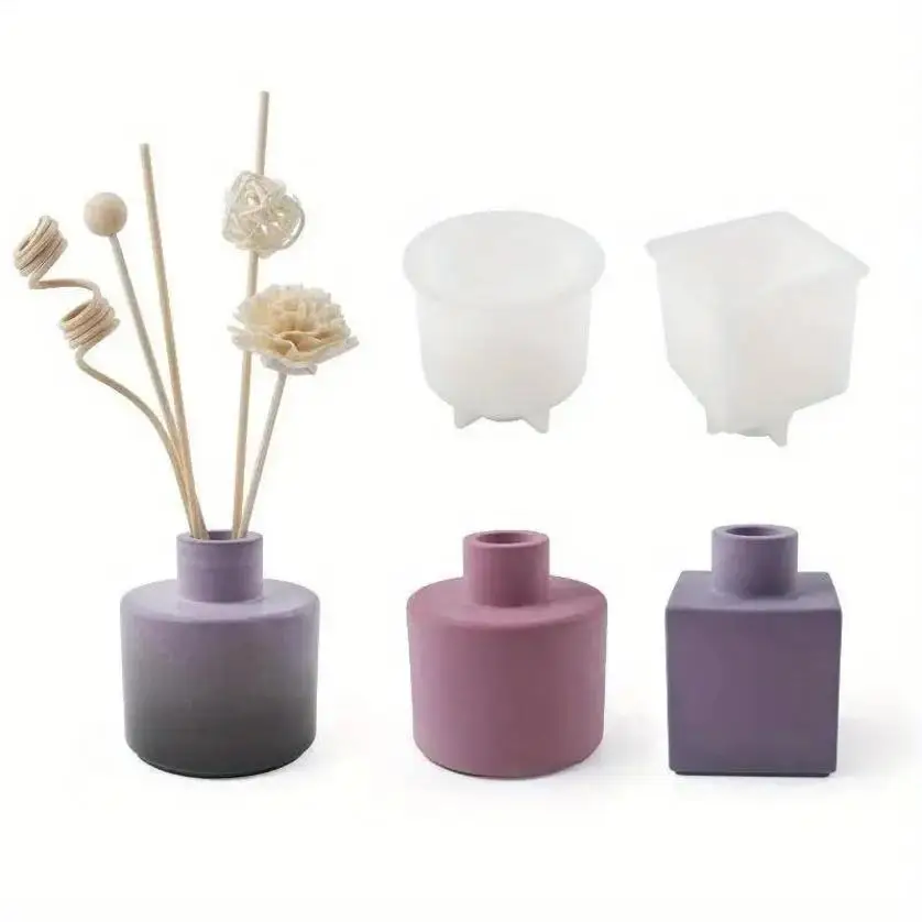 New Handmade DIY Cement Vase Silicone Mold Insertion Aromatherapy Gypsum Decorative Mirror Resin Mold Home Decoration Process