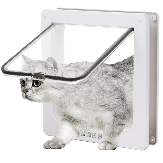 Cat Door Flap 4 Way Locking Cat Door For Interior Exterior Doors Large Pet Door For Cats Small Dogs Outer Size 9.84 x 9.25in Cat Door Flap 4 Way Locking Cat Door For Interior Exterior Doors Large Pet Door For Cats Small Dogs Outer Size 9.84 x 9.25in