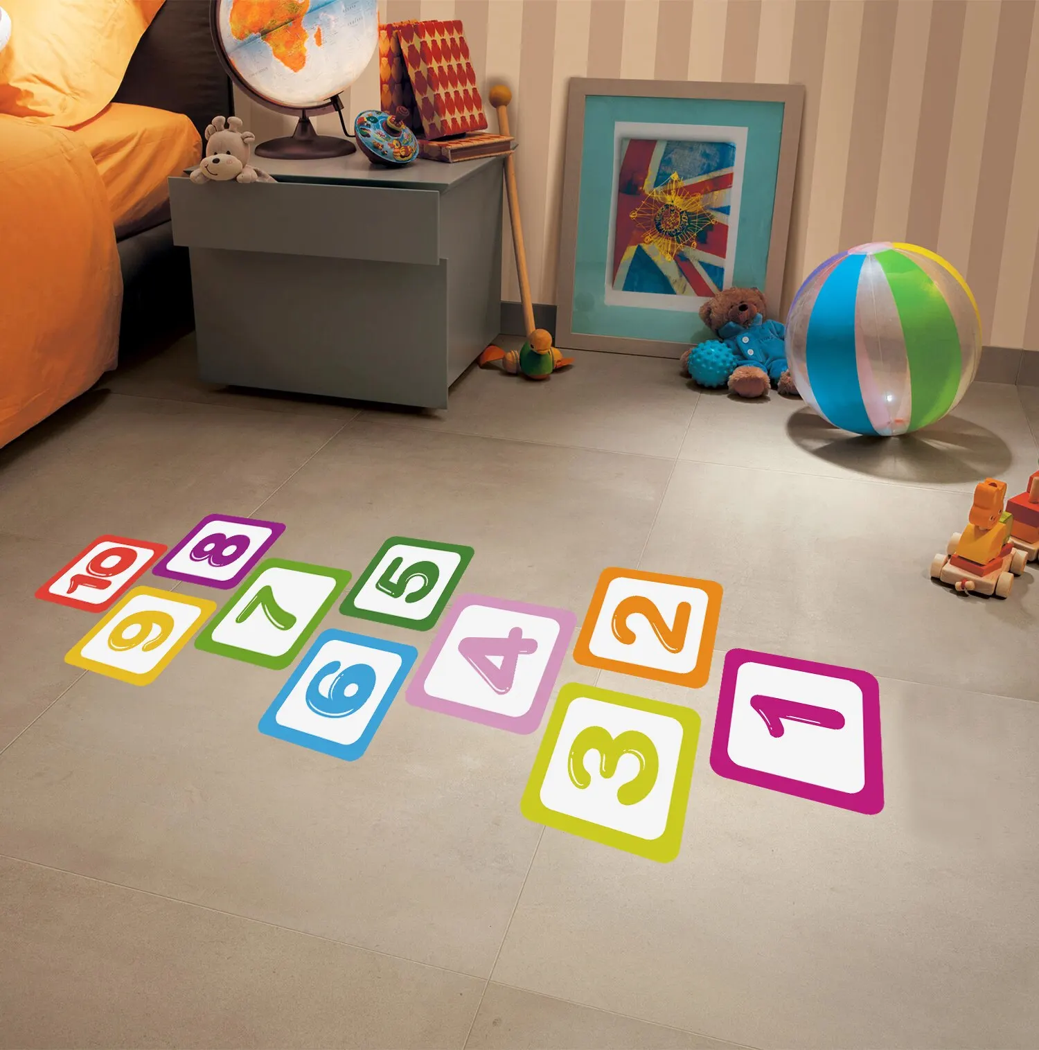Hopscotch Floor Stickers Lattice Number Game Kindergarten Children Room Cartoon Wall Stickers Waterproof