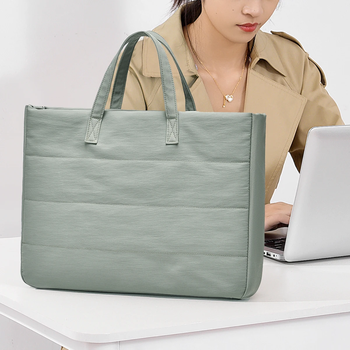 Laptop Bag for Women 16inch 14inch Tablet Storage Bag High-Grade Shockproof Protective Case Suitable for Apple MacBook Huawei Xiaomi Lenovo Computer Sleeve Handbag