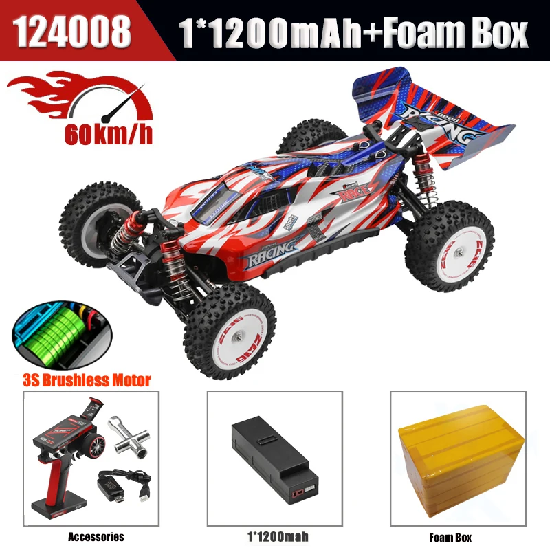 Wltoys 1/12 124008 Rc Auto 2000Mah 60 Km/H Ad Alta Velocità 3S Motore Brushless Telecomando 4Wd Fuoristrada Drift Cars Giocattoli Per Adulti