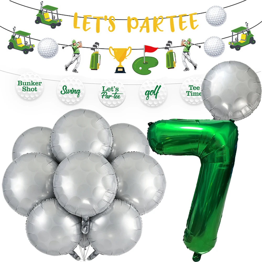 Golf Folienballons Golf Mottoparty Dekorationen für Geburtstag Babyparty Golfwagen Ballons Golfball Sportballons Zubehör