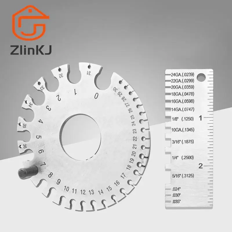 

0-36 Round AWG SWG Wire Gauge Thickness Ruler Gauge Diameter Stainless Steel Measurer Tool Welding Inspection Wire Gauge