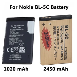 2pcs High Capacity 1020/2450mah BL-5C Battery For Nokia 2610 1100 1110 1112 1116 6230 6630 N70 N71 N72 N91 E60 BATTERY 5C BL5C
