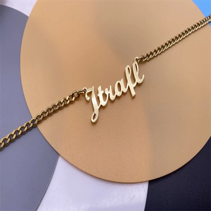 2023 Custom Hiphop Chunky Cuban Chain Name Necklace For Women Personalize Stainless Steel Name Pendant Necklace Jewelry Gifts