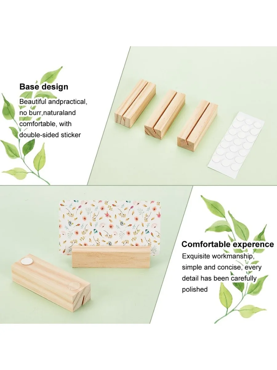 20PCS Wood Place Card Holders Wood Name Card Holder Table Number Stands for Wedding Party Events Decoration Double Sid