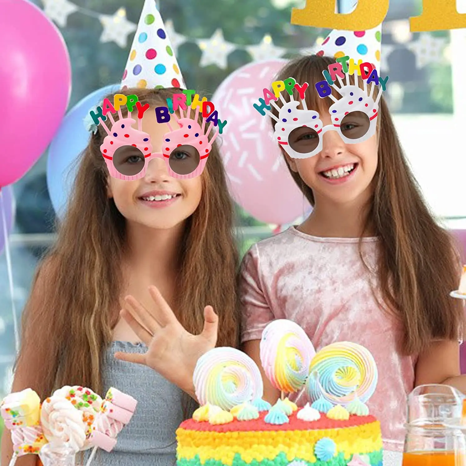 Skylety Happy Birthday Glasses It's My Birthday Funny Hat Glasses Birthday  Party Sunglasses Novelty Party Hat Glasses Self Photo Props for Kids