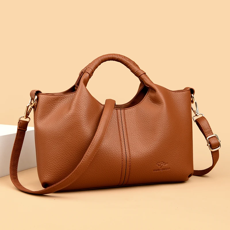 รูปสินค้า กระเป๋าหนัง Tote แฟชั่นผู้หญิง ความจุใหญ่ ไหล่เดี่ยว Crossbody