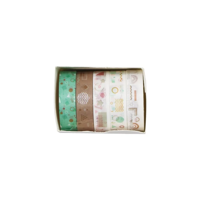 레트로 기하학 시리즈 테이프 5롤 마스킹 테이프 일기 재료 스크랩북 잡지 사진 앨범 장식 테이프