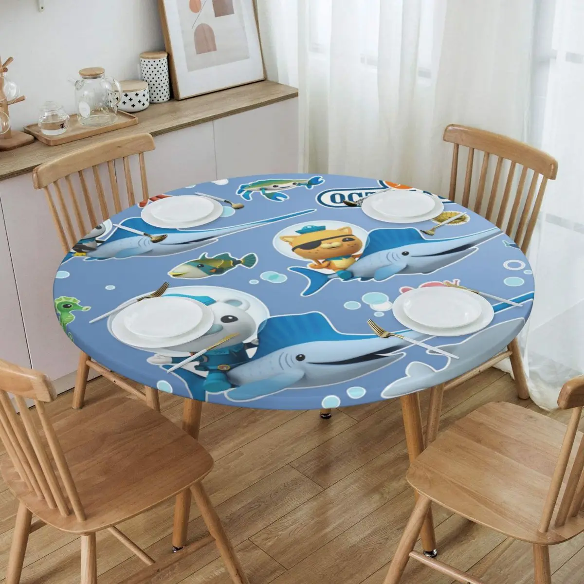

Круглая Водонепроницаемая маслостойкая Скатерть Disney The Octonauts Adventure с подкладкой и эластичными краями под заказ, скатерть для стола