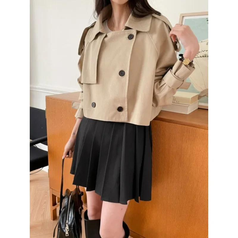 Classic Short Style Korean Autumn Winter Vintage Windbreaker Jacket Children's Clothing Accessories from Mainland China