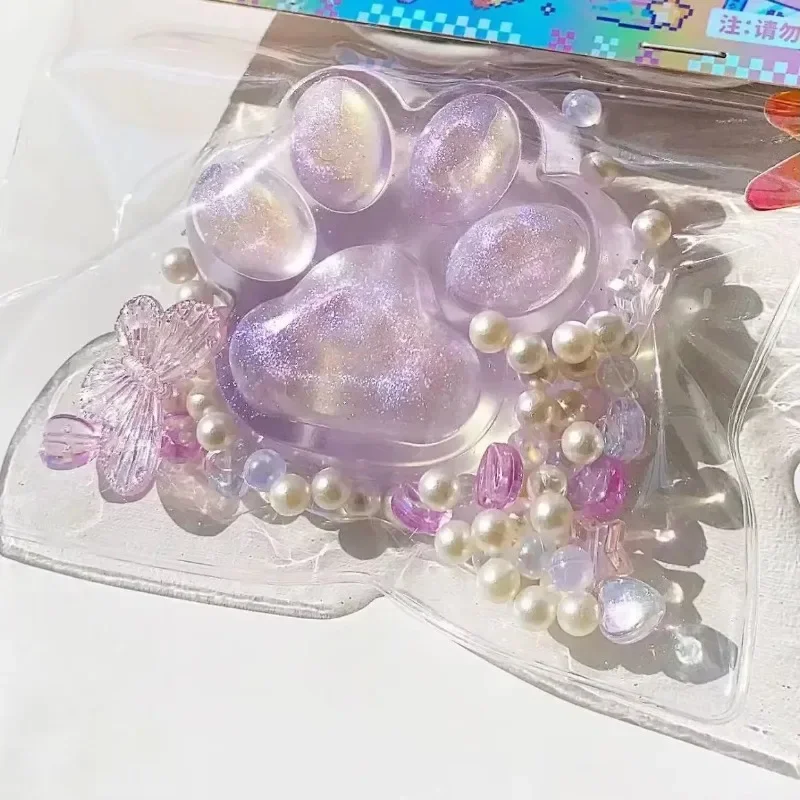 Cat Paw Pinch Toy Blingbling Slow Rebound Stress Relief Toys Transparent Cube Squeeze Toy Gift Sticky Stress Relief Relax Toys 5