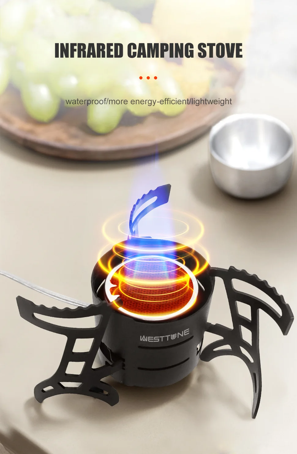 Infrared camping stove outdoors