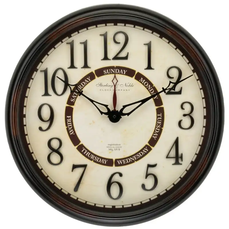 

Bronze Round Indoor Analog Calendar Wall Clock with Quartz movement and Arabic Numbers Mecanismo reloj pared Bathroom clock Digi