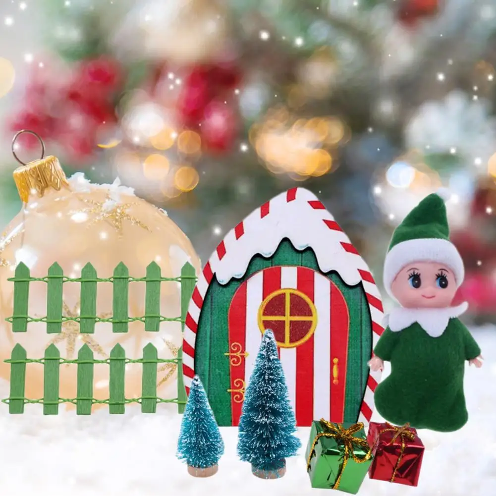 

Праздничный кукольный домик, причудливый Рождественский эльф, сказочное украшение для двери и забора, праздничный фетровый кукольный домик, миниатюрный для Рождества
