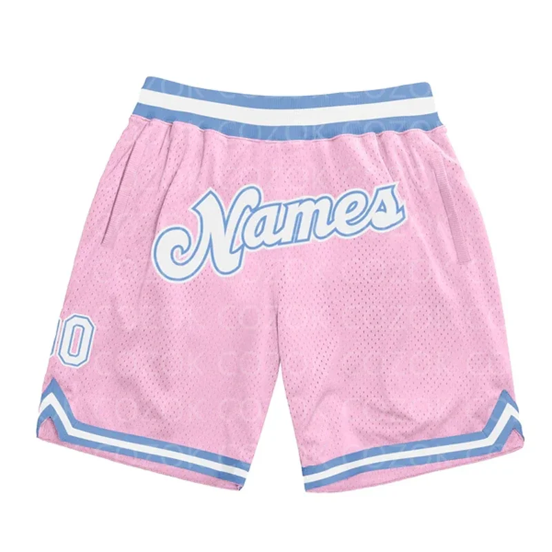Custom Light Pink Authentic Basketball Shorts 3D Printed Men Shorts Name Mumber Quick Drying Beach Shorts 6