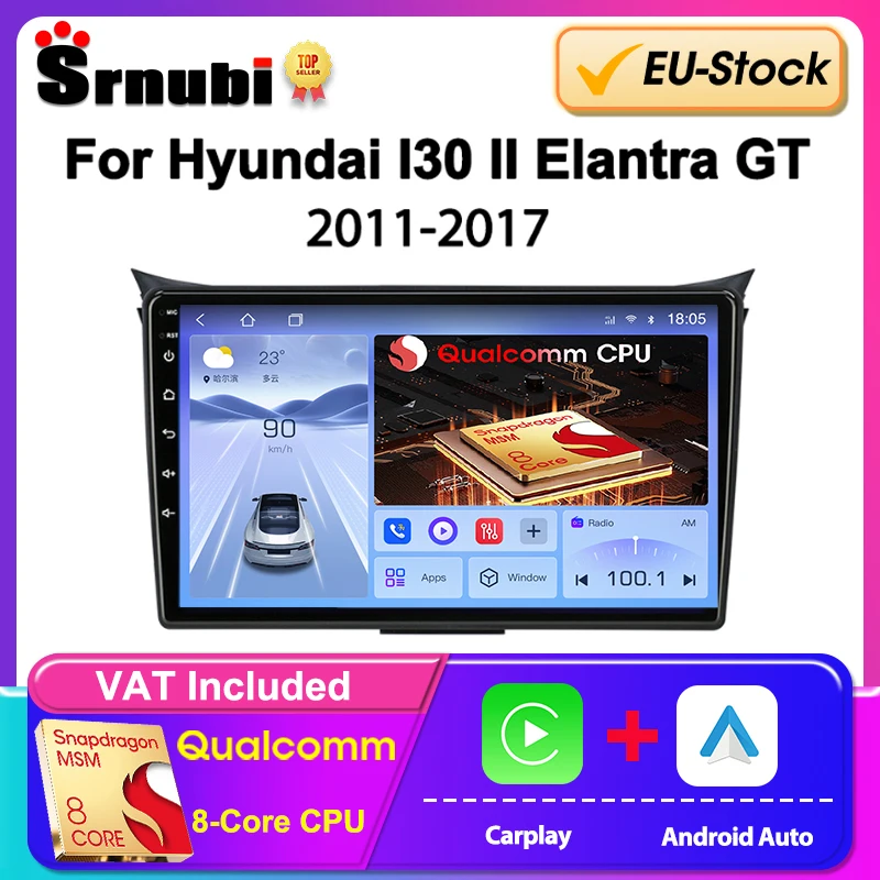 Srnubi 2 Din Qualcomm 8 Core Car Radio For Hyundai I30 II Elantra GT 2012-2016 Multimedia Player Carplay Android Auto Head Unit