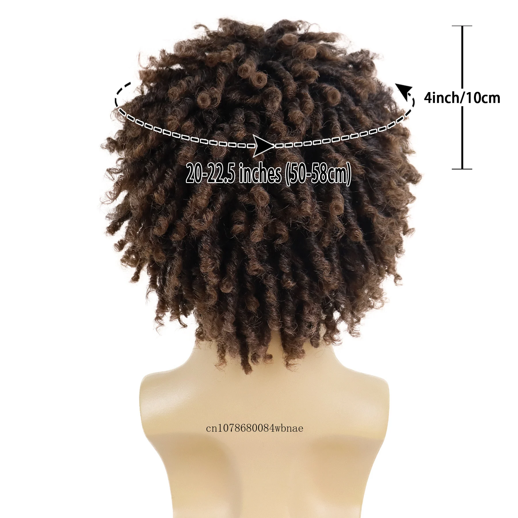 Mens Cool Wigs Synthetic Hair Ombre Brown Locs Crochet Twist Braided Wig with Bangs Boys Male Dreadlocks Wig Daily Party Cosplay