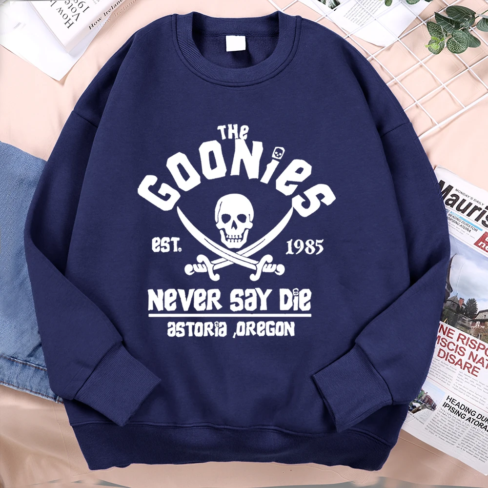 The Goonies Never Say Die Printing Hoody Man Hip Hop O-Neck Menswear Fashion Fitness Hoodie Crewneck Loose Fleece Sweatshirt
