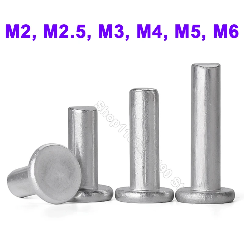 

10-50pcs GB109 M3 M4 M5 M6 Aluminum Alloy Solid Flat Head Thin Wafer Head Head Rivet Self-plugging Percussion Hand Knock Rivet
