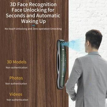 Tuya Smart 3D Face Door Lock Security Face & Camera Monitor Intelligent Fingerprint Password Biometric Electronic Key Unlock 3