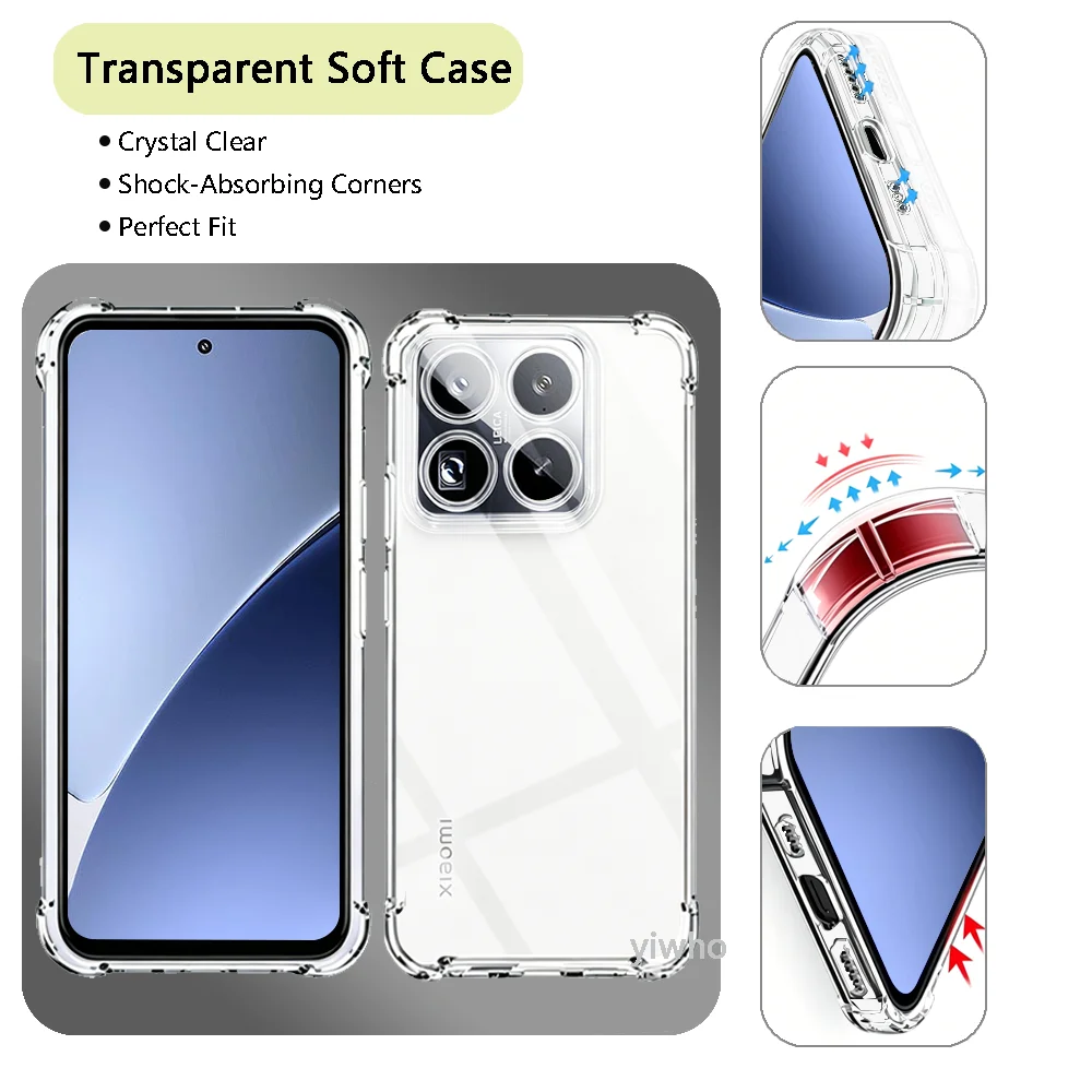 Soft Shockproof Clear TPU Phone Case - Transparent Back Cover Shell
