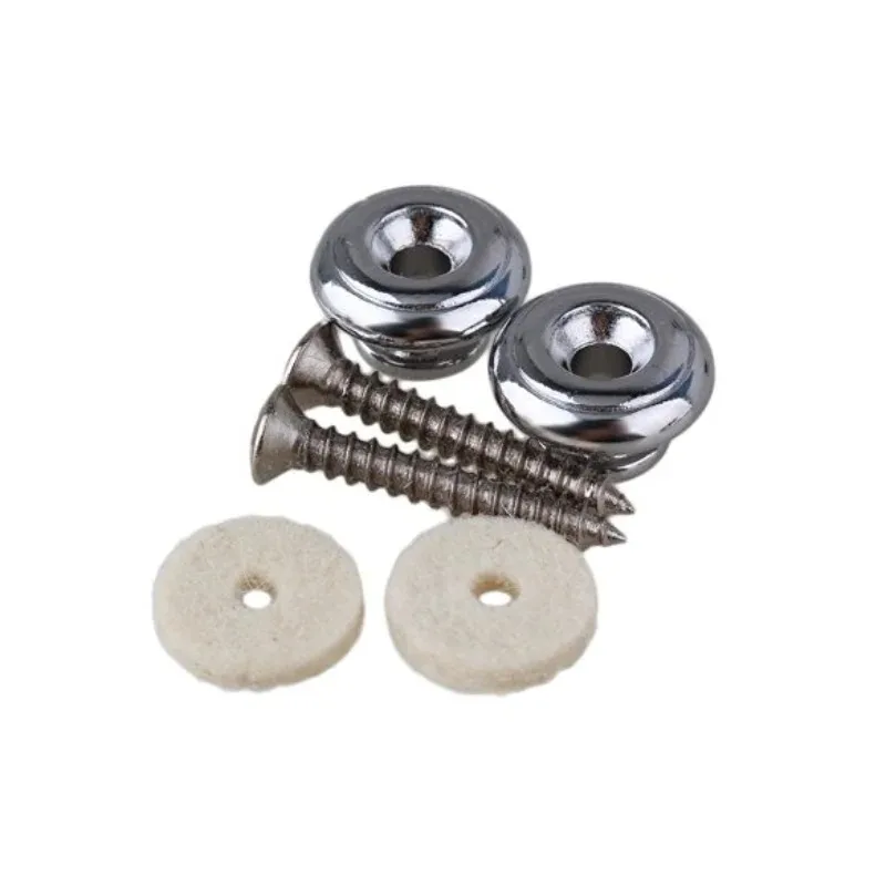 2pcs Chrome Copper Guitar Strap Locks Mushrooms Heads Guitar Bass Strap Locks Pins Belt Buckle Buttons Silver/Black/Silver