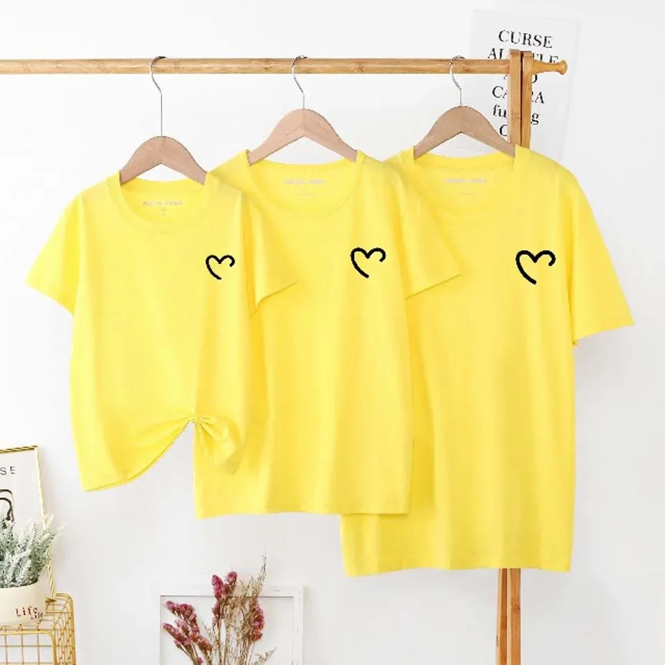 Summer Cotton Baby Mom Dad T Shirts Tops Fashion Family Matching Outfits Daddy Mommy And Daughter Son Matching Clothes 2