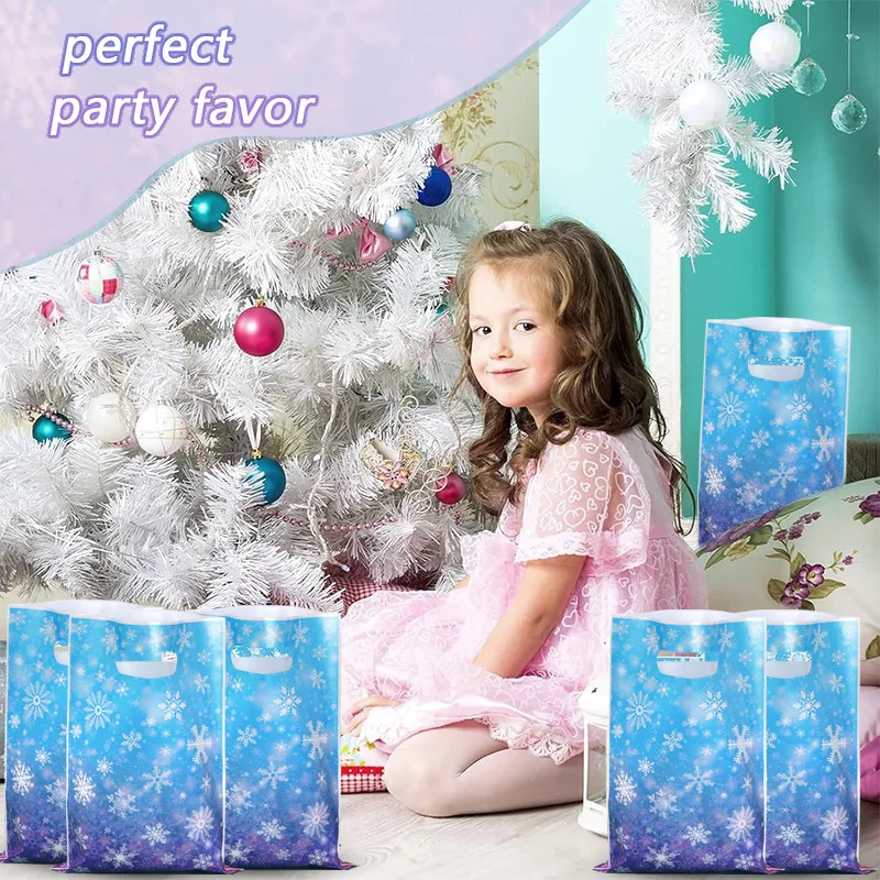 20/50 stücke Schneeflocken Süßigkeiten Geschenk Taschen mit Griff Weihnachten Cookie Snack Verpackung Tasche Kinder Geburtstag Party Liefert Neue jahr Dekor – Detail 1