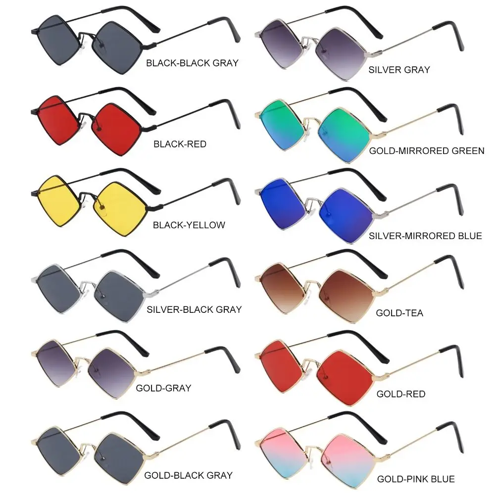 Fashion Metal UV Protection Film Small Women's Sunglasses Diamond Shape Men's Shades Sun Glasses