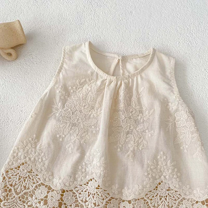 2024 New Summer Newborn Baby Girls Clothing Set Sleeveless Cotton Embroidered Vest+Pants Toddler Baby Girl Clothes Set