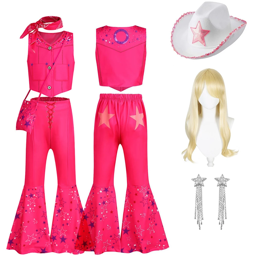 Girls Cowgirl Dress Girls Costume for Kids Girls Cosplay Birthday Party Princess Pink Halloween Carnival For Girls Top Trousers