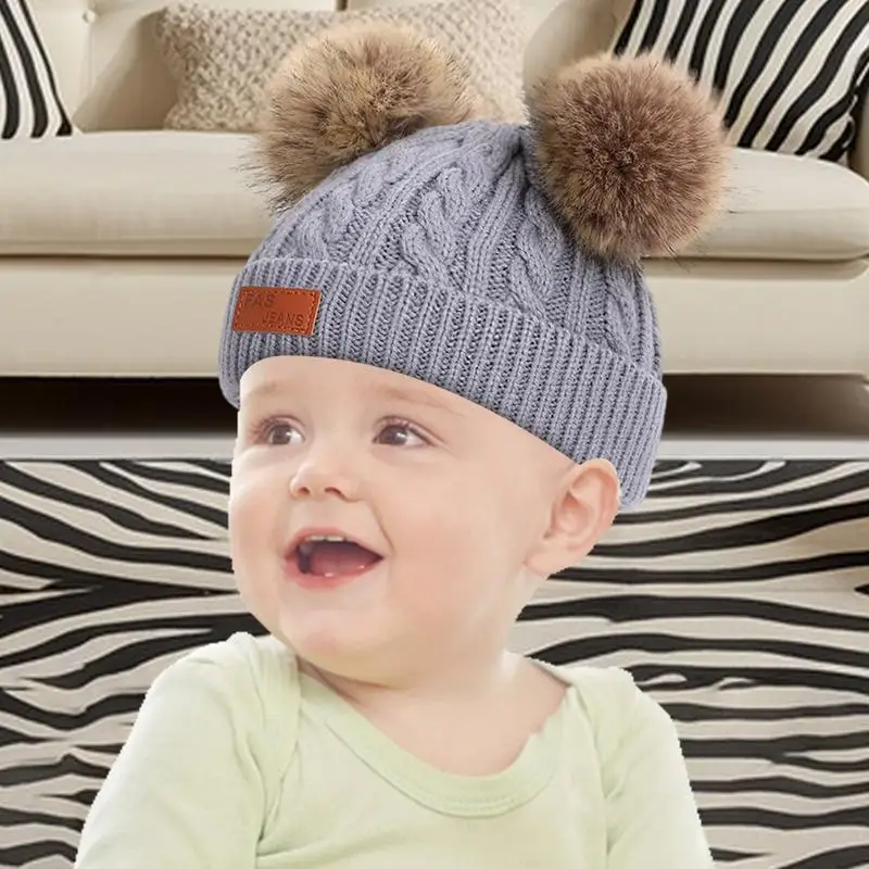 Toddler Girl Hat Pompom Knitted Toddler Beanie Hats Comfortable Warm Stretchy Kids Beanie Hats For Boys Girls Baby