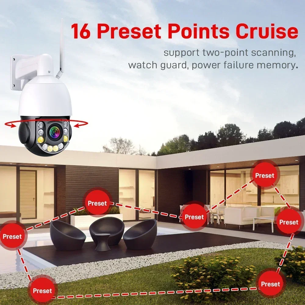 PEGATAH WiFi 8MP 4K PTZ IP Camera 50X Zoom CCTV Outdoor AI Human Alarm Onvif Speed Dome Cam 120M IR Distance Camera iCSee