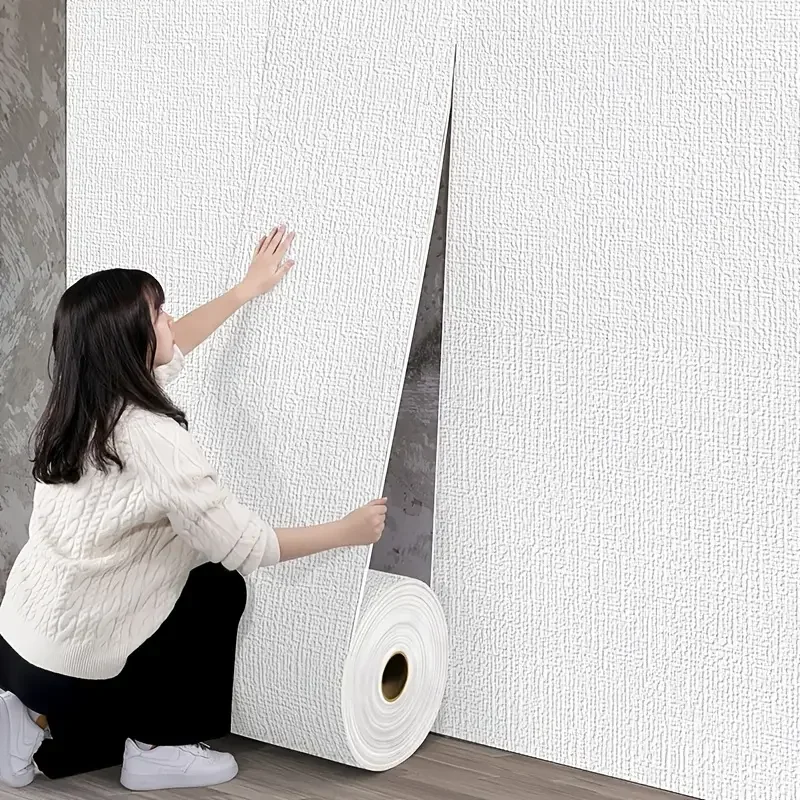 Moisture Proof 3D Wall Panels Foam Linen Texture Waterproof Easy Clean ...
