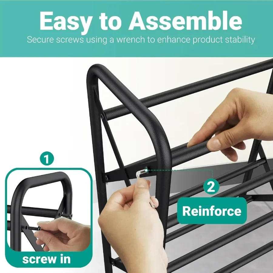 4 Tier Shoe Rack Adjustable Shoe Organizer for Closet Shoe Rack for Front Door Entrance Free Standing Shoe Holders Easy to Asse