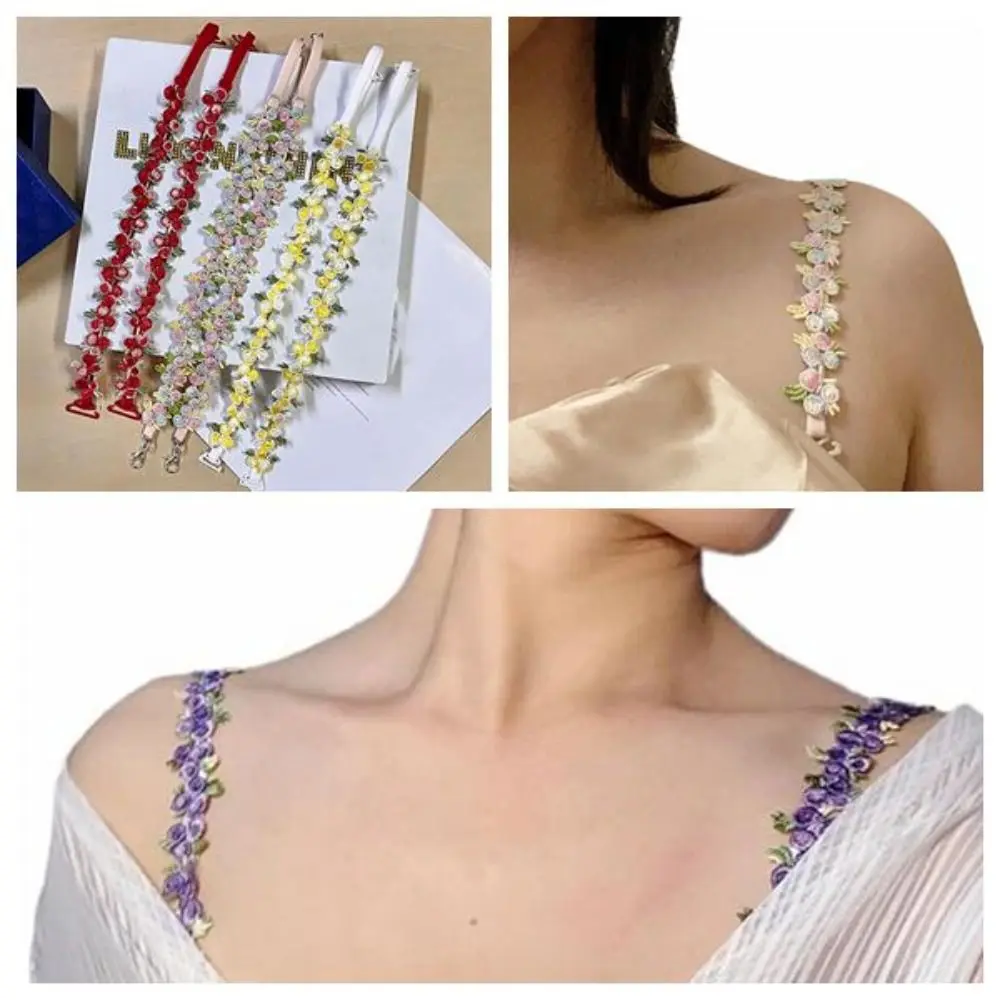 Bra straps Invisible bra straps Creative Gift Removable Floral Bra Straps Lace Anti-slip Shoulder Straps Adjustable Elastic Floral Shoulder Belts