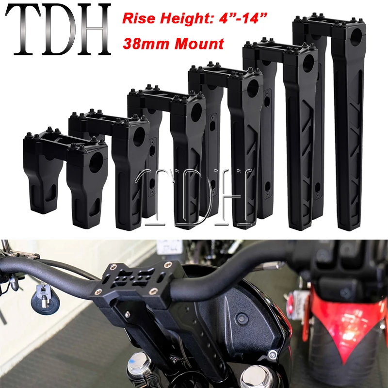 

1-1/2" 38mm Mount Handlebar Risers Rise 4"-14" Club Style For Harley FLFB FLFBS FLSL FXBB FXBR FXBRS FXDRS FXFB T-bar Handle Bar