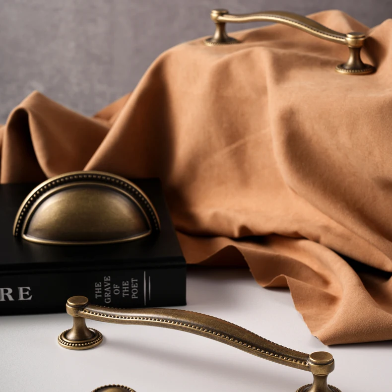 drawer pull brass antique finish shell style