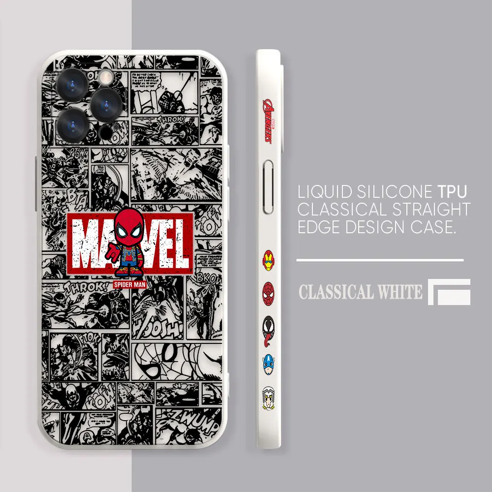 thumbnail image 1 of Case For iPhone 14 13 12 11 Pro XS Max Mini X XR 7 8 6 6S Plus Colour Simple Liquid Silicone Case Marvel Iron Spider-Man Comics, 1 of 5