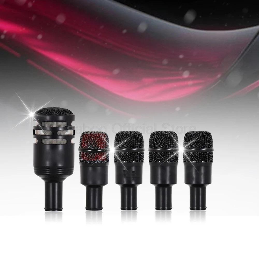 드럼 마이크 키트 전문 멀티 마이크 XLR 다이나믹 + 콘덴서 사운드 녹음 무대 밴드 성능을 위한 유선 마이크
