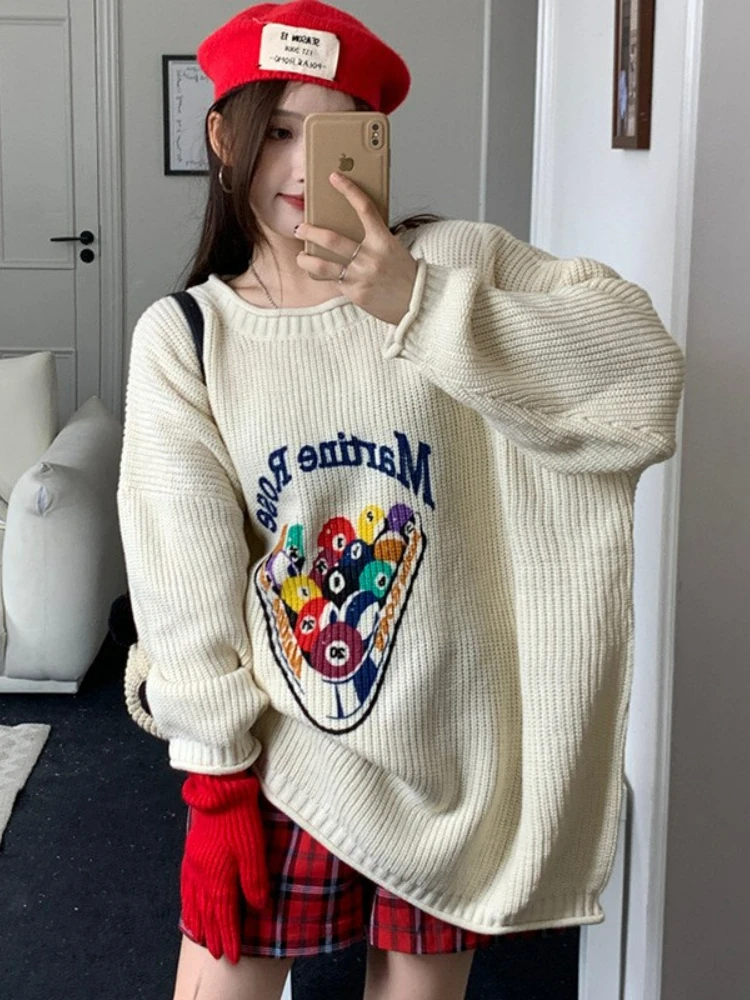 

Autumn New Fashionable Wonderful Color Ball Pattern Loose Lazy Thick Pullover Jacket Sweater