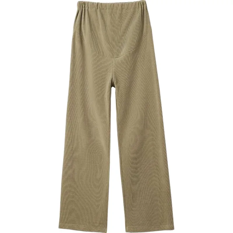 Realistic Maternity Pants Draped Slimming Straight Leg Cotton Spring Autumn Style Bell Bottoms For Pregnant Women 5